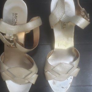 Michael Kors Silver Frosted Cork Wedges